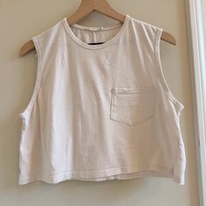 Ascot + Hart Cropped Sleeveless Pocket Tank - Light Cream